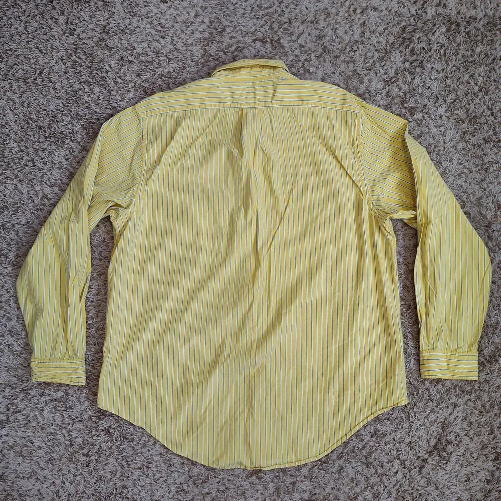 Ralph Lauren Polo Jeans Co Men Size XL Striped Long Sleeve Button‎ Up Yellow